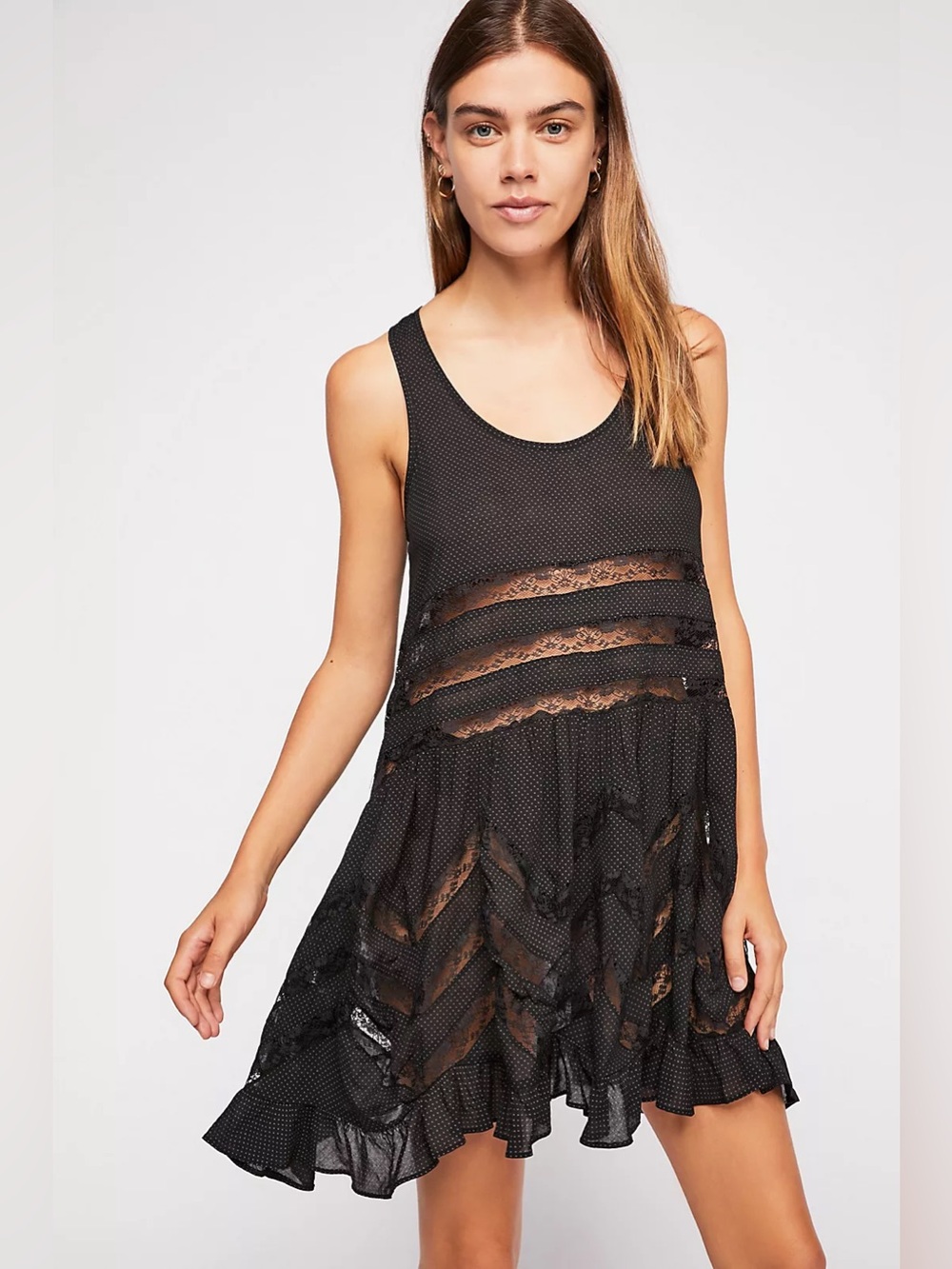 NWOT Free People Voile and Lace Trapeze Slip